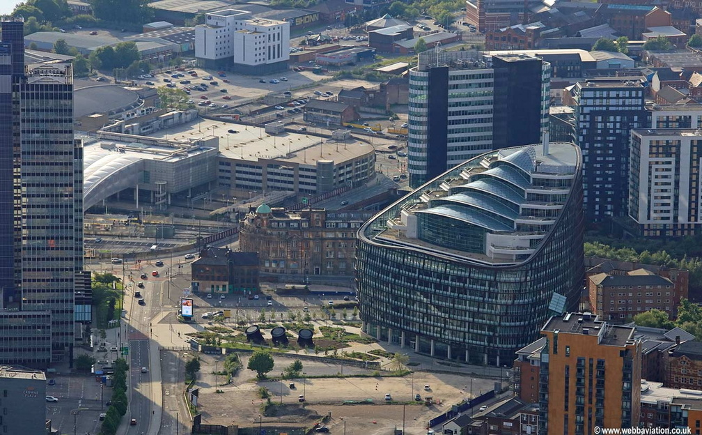 One Angel Square Manchester aerial photograph