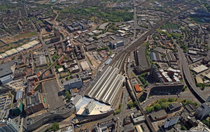Manchester Piccadilly station aerial photo 