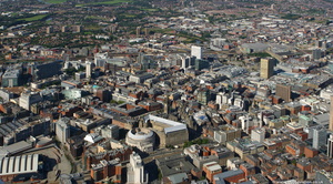 Manchester city centre old aerial photo 