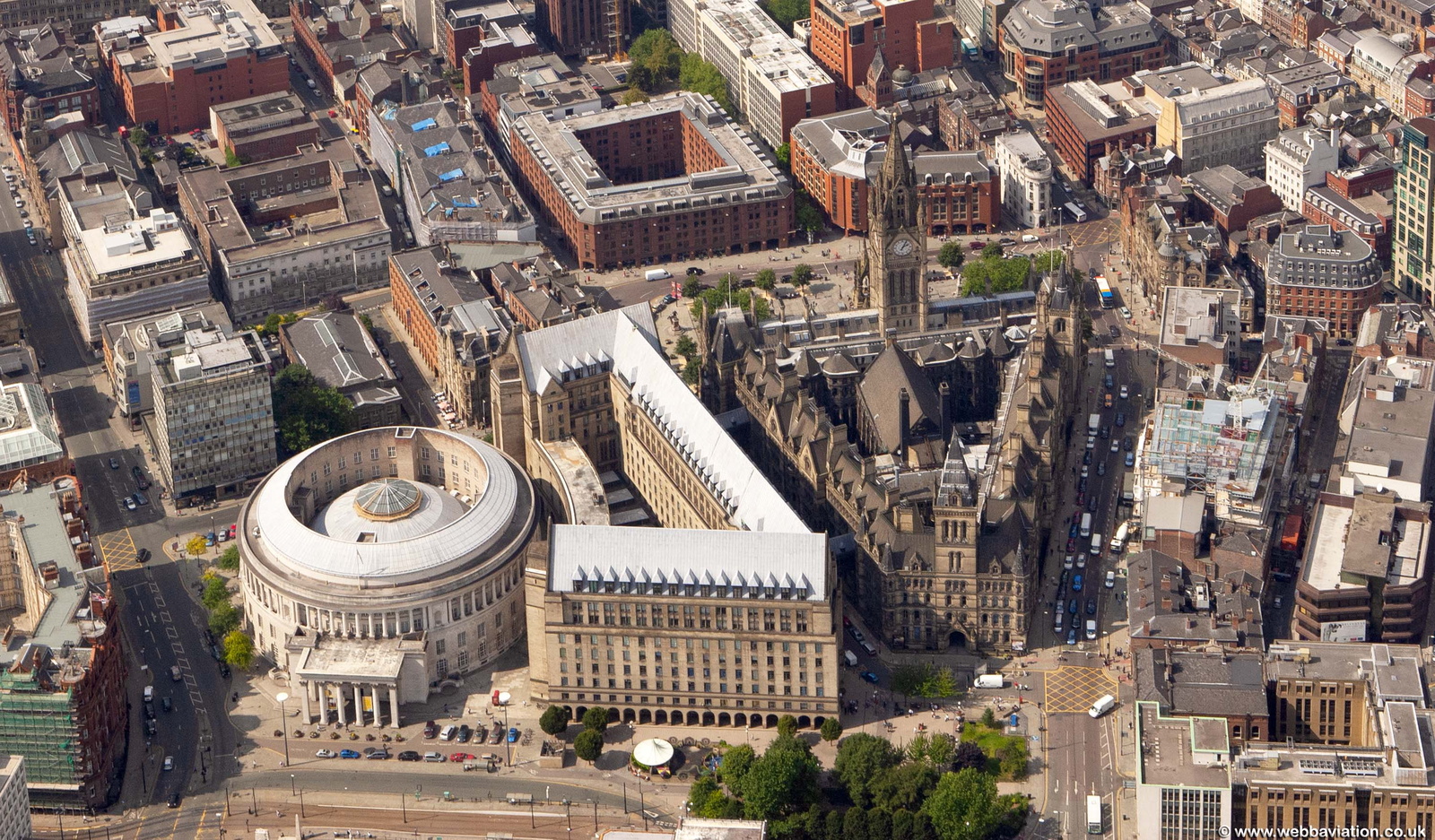 Town Hall and Central Library Manchester aerial photo 