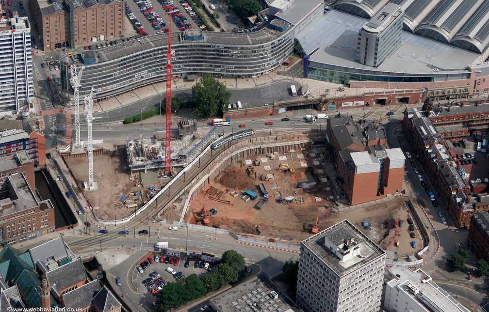 construction of Piccadilly Place Manchester aerial photo