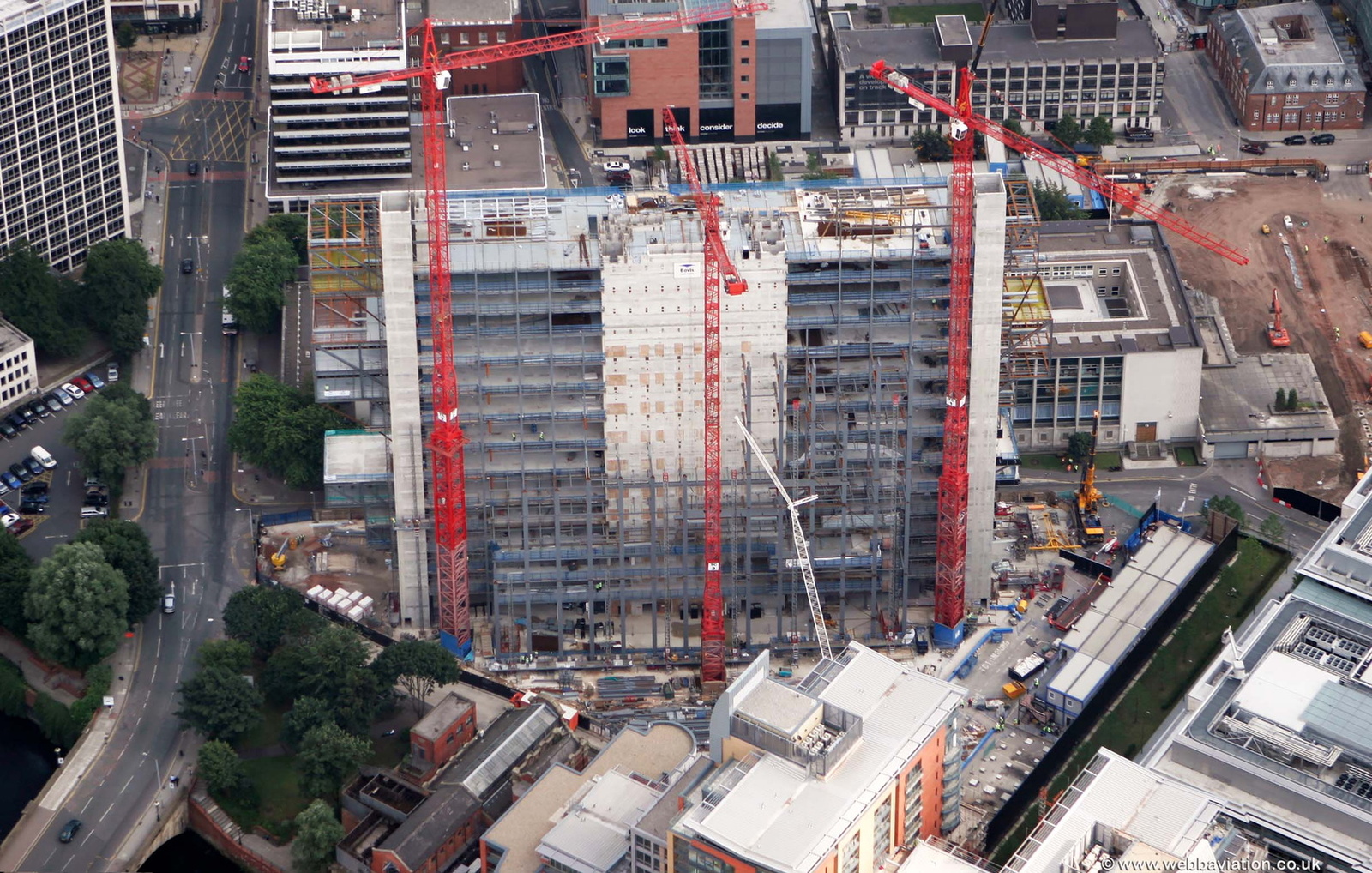  construction of the Civil Justice Building in Manchester aerial photo