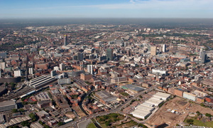 Manchester city centre aerial photo