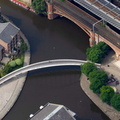 The Merchant's Bridge,  Castlefield, Manchester, UK aerial photo