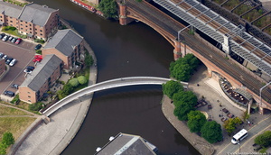 The Merchant's Bridge,  Castlefield, Manchester, UK aerial photo