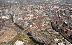 Manchester city centre aerial photo 