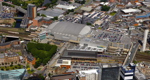 Victoria Station and the Manchester Evening News Arena aerial photo 