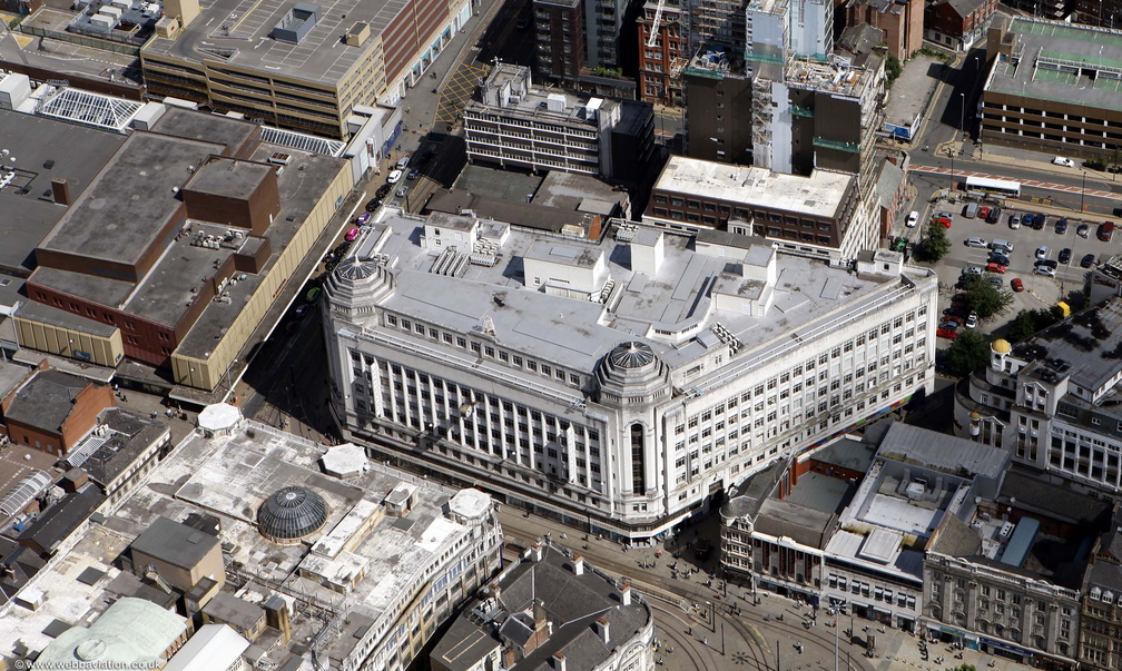 Rylands Building ( Former Debenhams store ), Market St Manchester city centre  aerial photo 