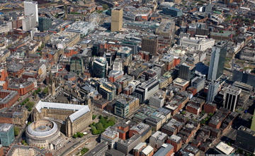 Manchester's financial district aerial photo 