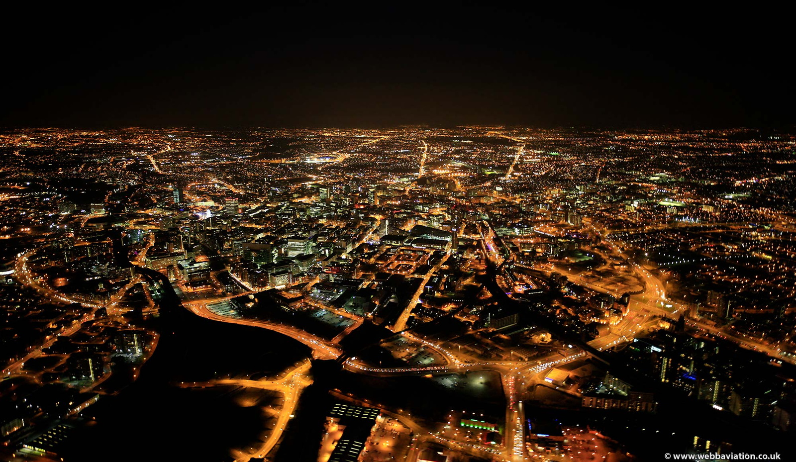 Manchester at night from the air
