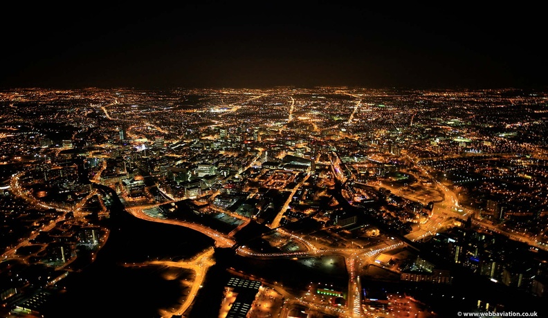 Manchester at night from the air