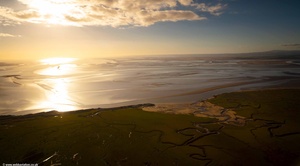 Morecambe Bay sunset from the air