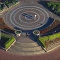  the statue of Eric Morcambe in Morcambe by artist Graham Ibbeson aerial photo