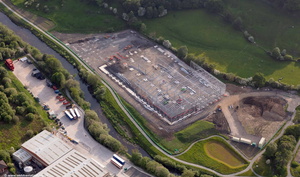 construction of a new industrial unit on Churchill Way Lomeshaye Industrial Estate Nelson BB9  from the air