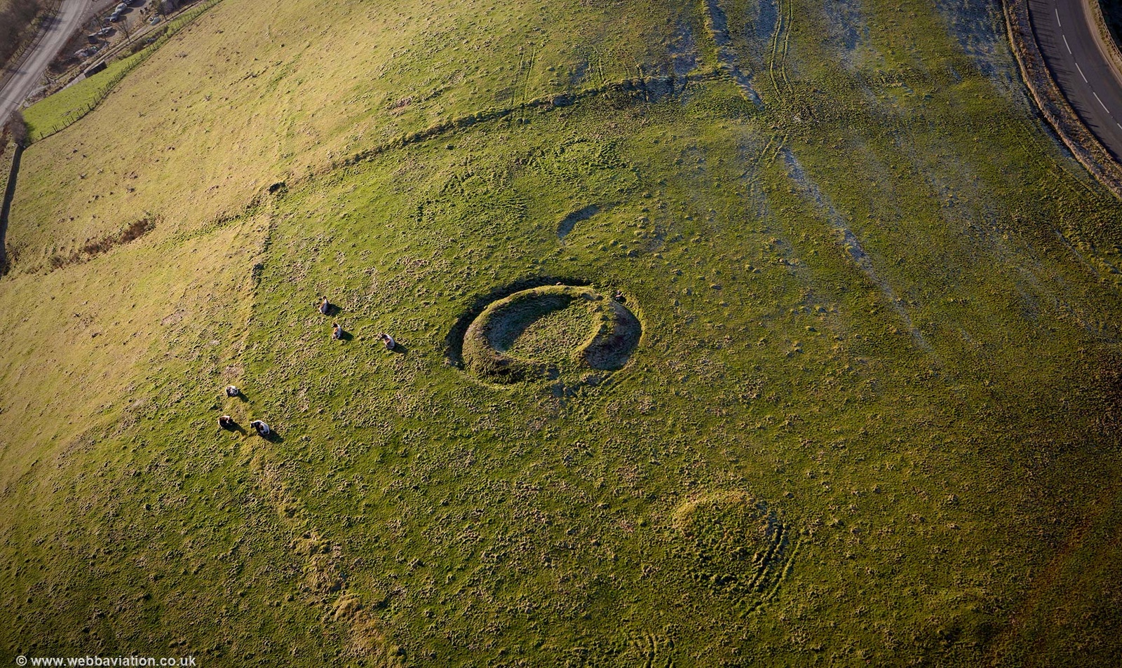  remains of a World War II anti aircraft gun emplacement  from the air