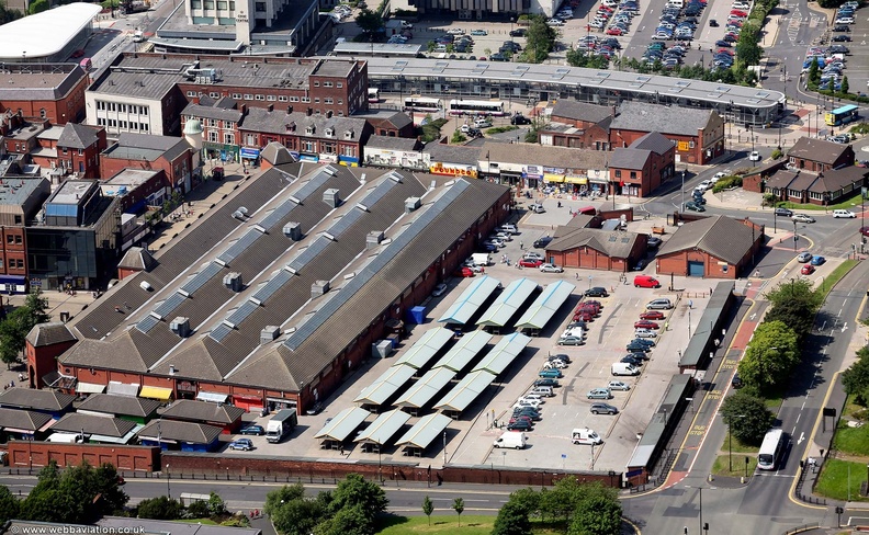 Tommyfield Market Hall,Oldham  from the air