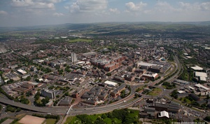 Oldham town centre from the air