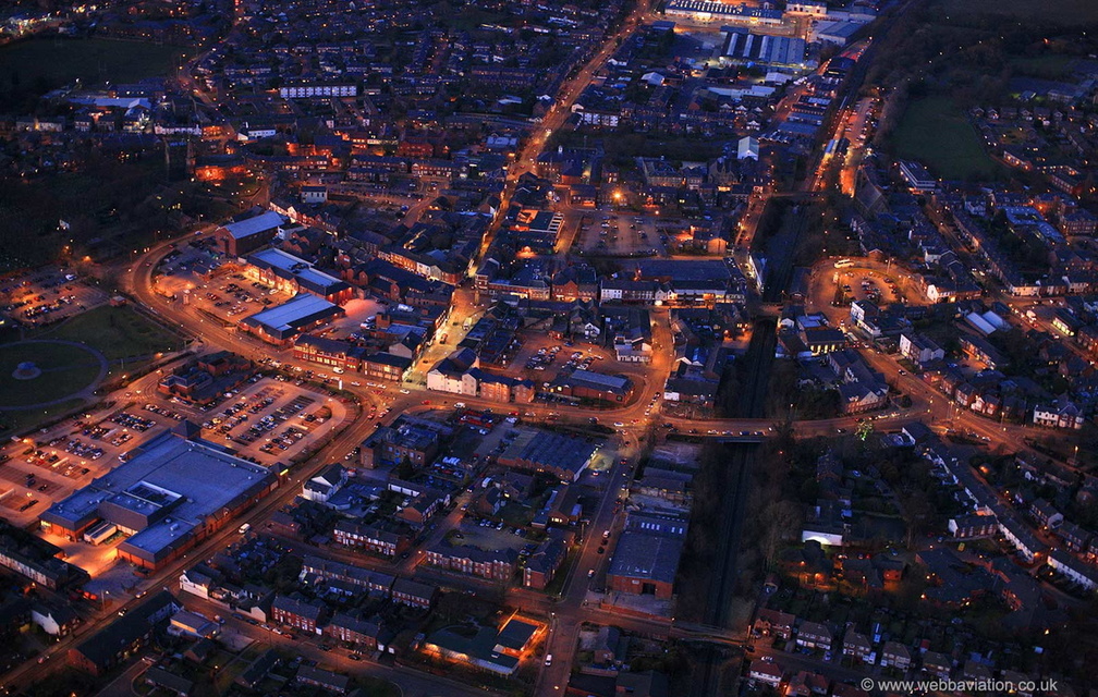 Ormskirk Lancashire at night from the air