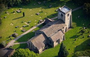St Wilfrid's medieval Church, Ribchester from the air