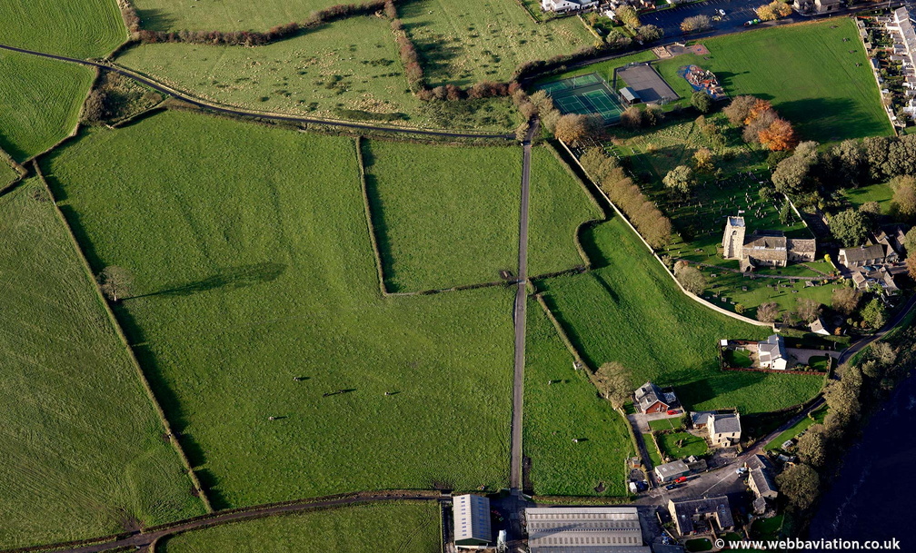 archaeology near Ribchester Roman Fort from the air