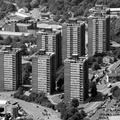  Seven Sisters tower blocks in , Rochdale from the air