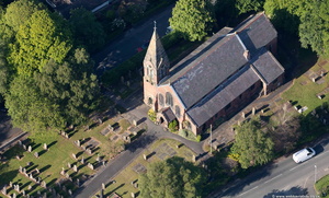 St Mary's Church, Rufford  from the air