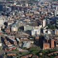 Manchester city centre from the west looking east  from the air 