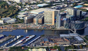 MediaCityUK at Salford Quays  including the new BBC studios aerial photograph