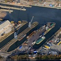 old dry docks at  Salford Quays from the air