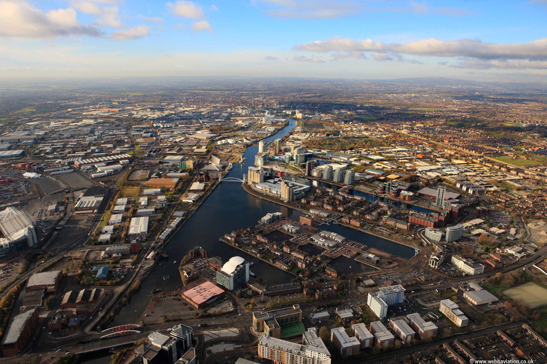 Media City Salford Quays from the air