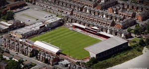 The Willows rugby league stadium from the air