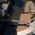 Trinity Bridge, a footbridge over the River Irwell   from the air