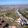 Salford showing the area around Trafford Rd   from the air