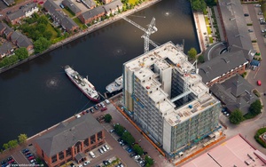 construction of the Abito Apartments on Clippers Quay, Salford Quays from the air