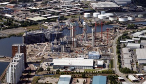 construction of Media City Salford Quays from the air