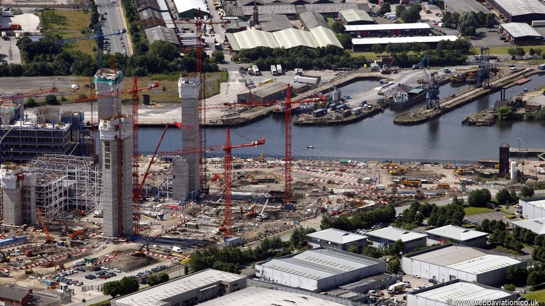 construction of  Media City Salford Quays from the air