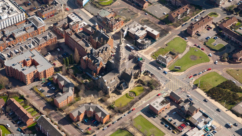 Salford Cathedral  from the air