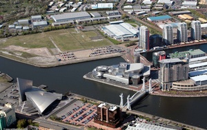 Media City Salford Quays before the start of construction from the air