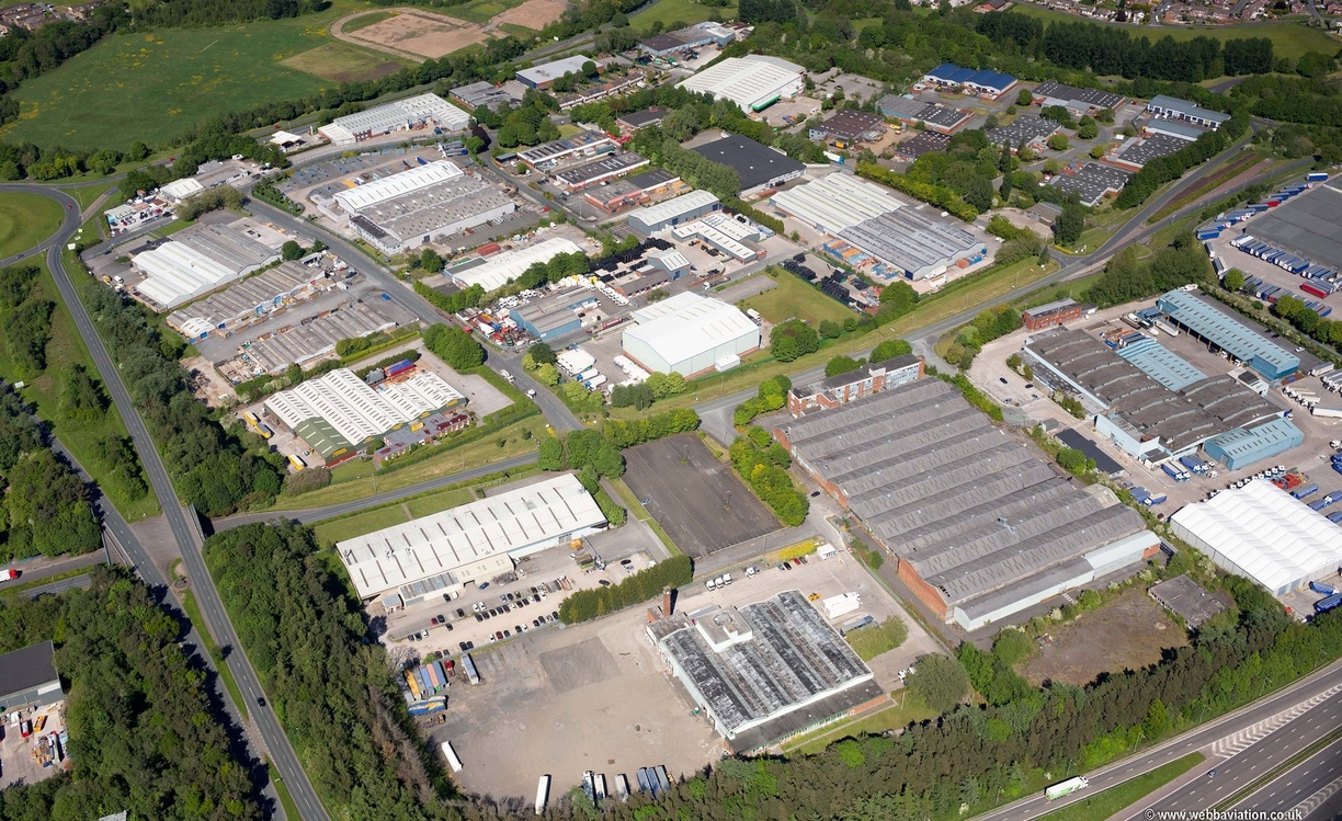 Gillibrands Industrial Estate, Skelmersdale, WN8  from the air