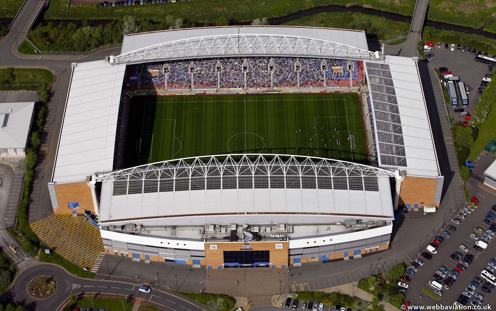  DW Stadium Wigan, aka JJB stadium  from the air  