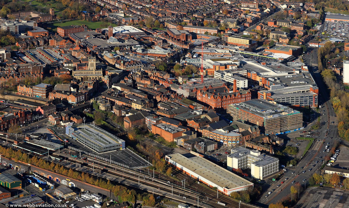 Wigan town centre from the air