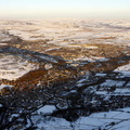 Bacup in the snow from the air 