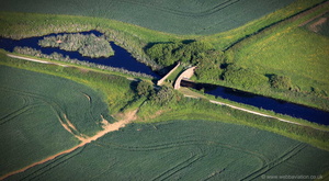 Longore Bridge on the Grantham Canal Leicestershire   from the air