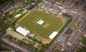 Uptonsteel County Ground, Grace Road cricket ground in Leicester from the air