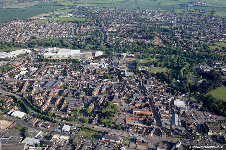 Melton Mowbray town centre aerial photograph