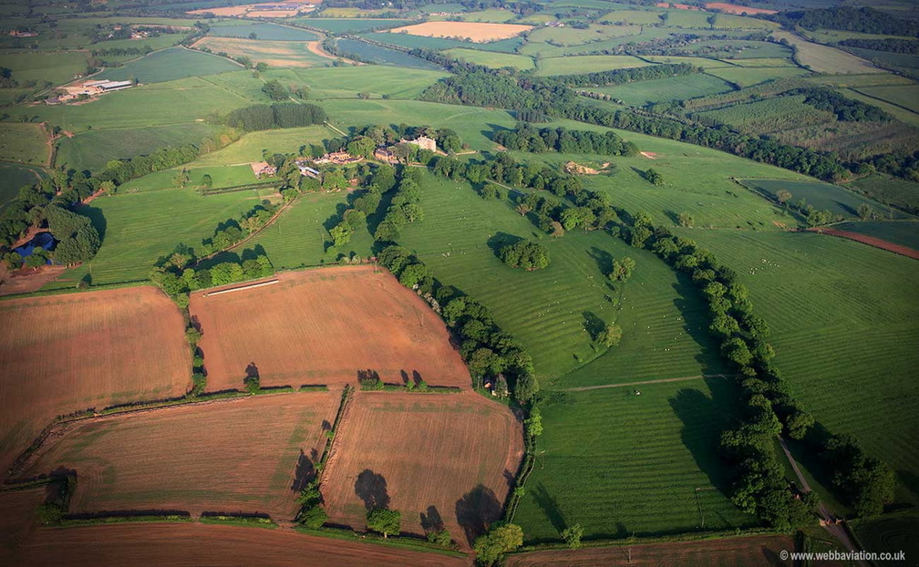 Quenby Park showing the area once occupied by the medieval village of Quenby aerial photograph