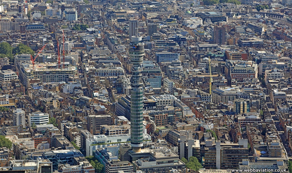Fitzrovia & BT Tower  London  from the air