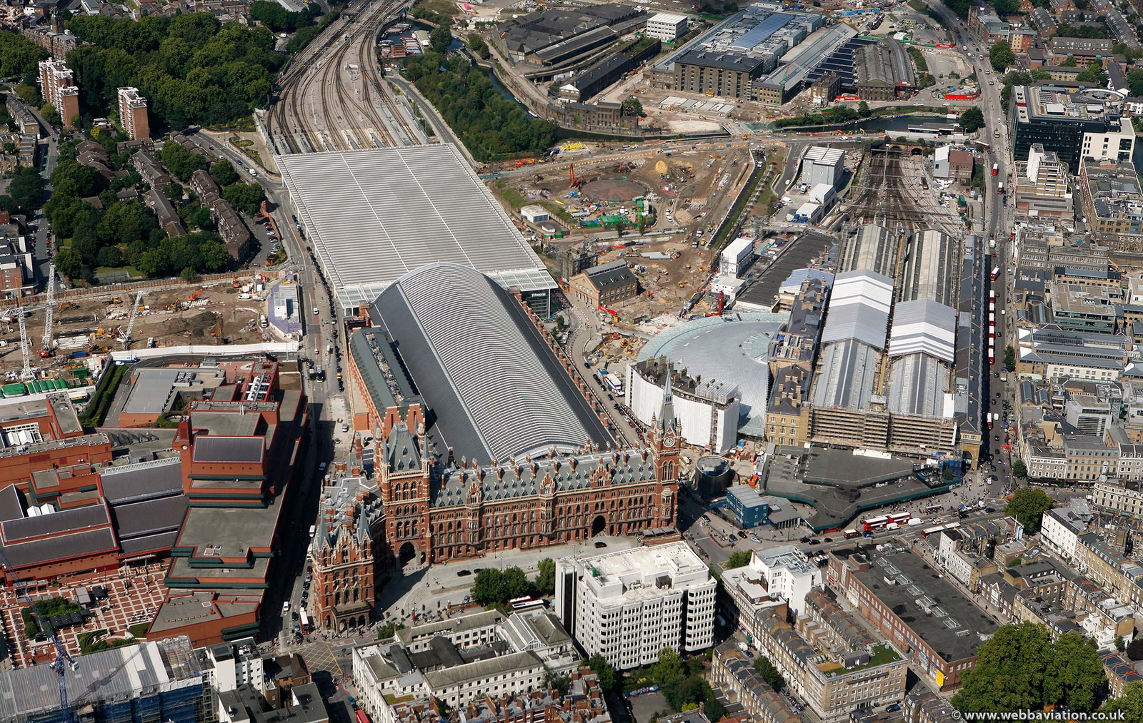 St Pancras railway station from the air