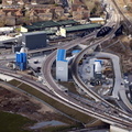 Tarmac Concrete Plant in  London  completly surrounded by railway lines  from the air
