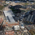 St Pancras railway station & Kings Cross Station London from the air